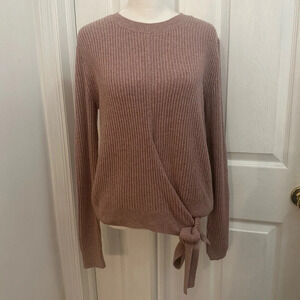 Madewell Crewneck Bow Tie Knit Sweater Mauve XS
